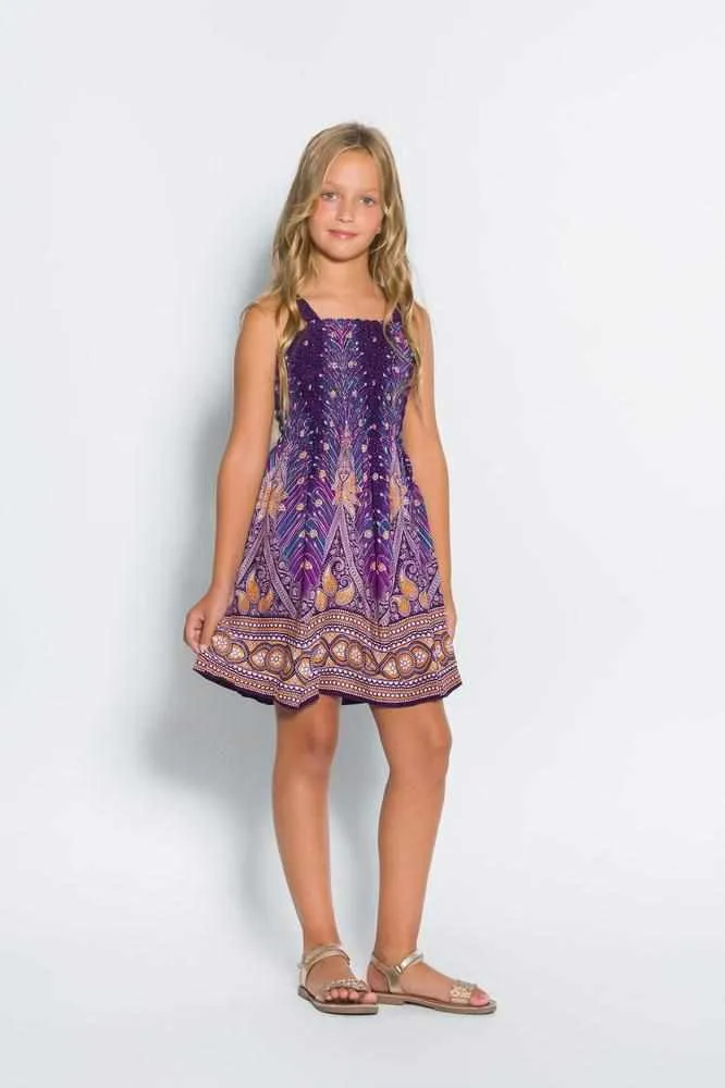 Girls Elastic Boho Dress