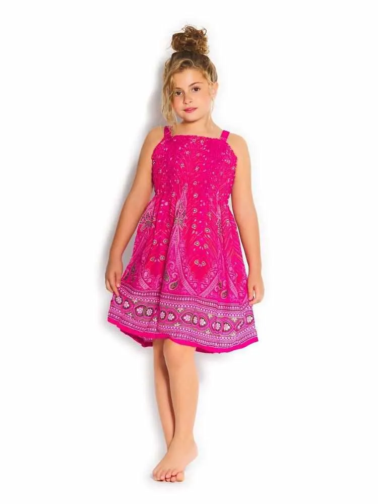 Girls Elastic Boho Dress