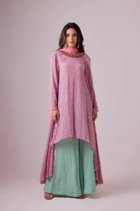 GODET TUNIC WITH NECK DETAILING WITH  PALAZZO PANT