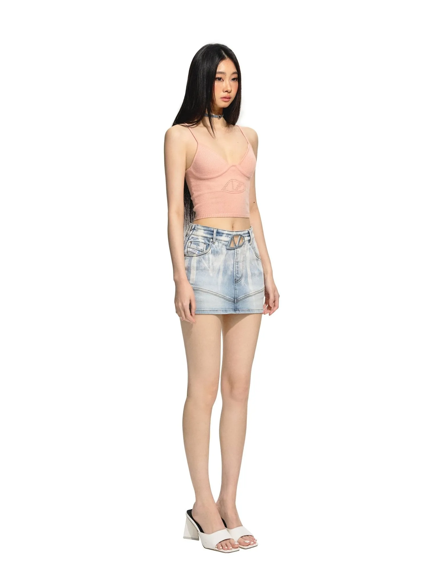 Gradient Stretch Slim Fit Denim Skirt