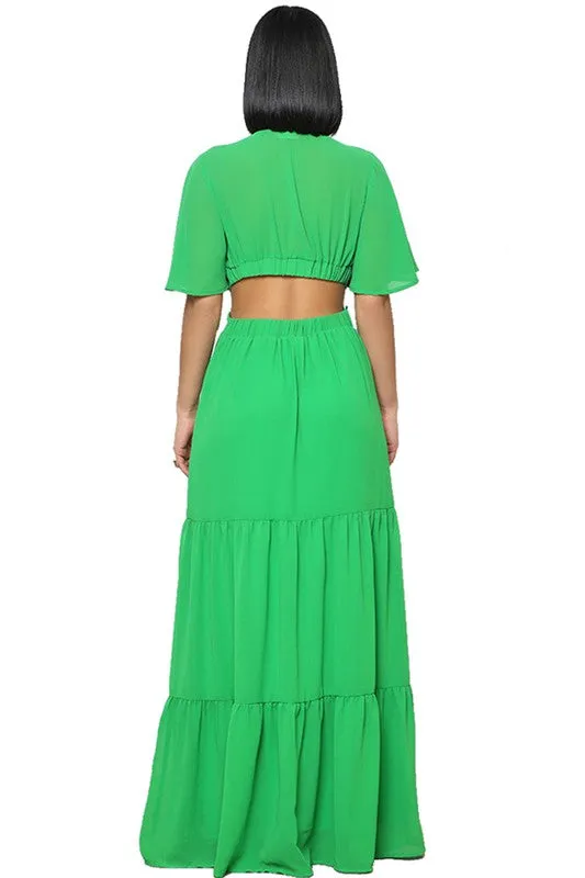 Green Sexy Chiffon Maxi Dress
