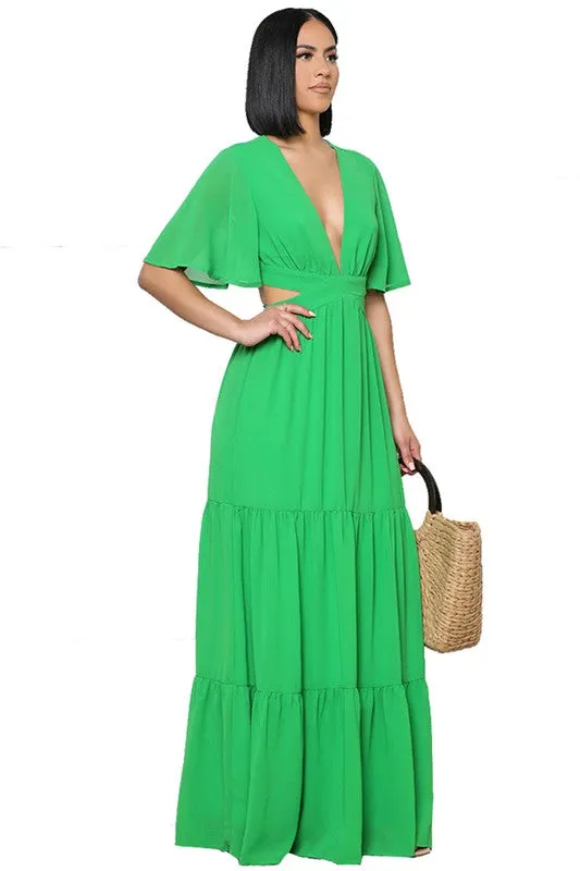 Green Sexy Chiffon Maxi Dress