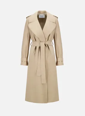 Harris Wharf Double Vent Trench Coat Scuba in Sand