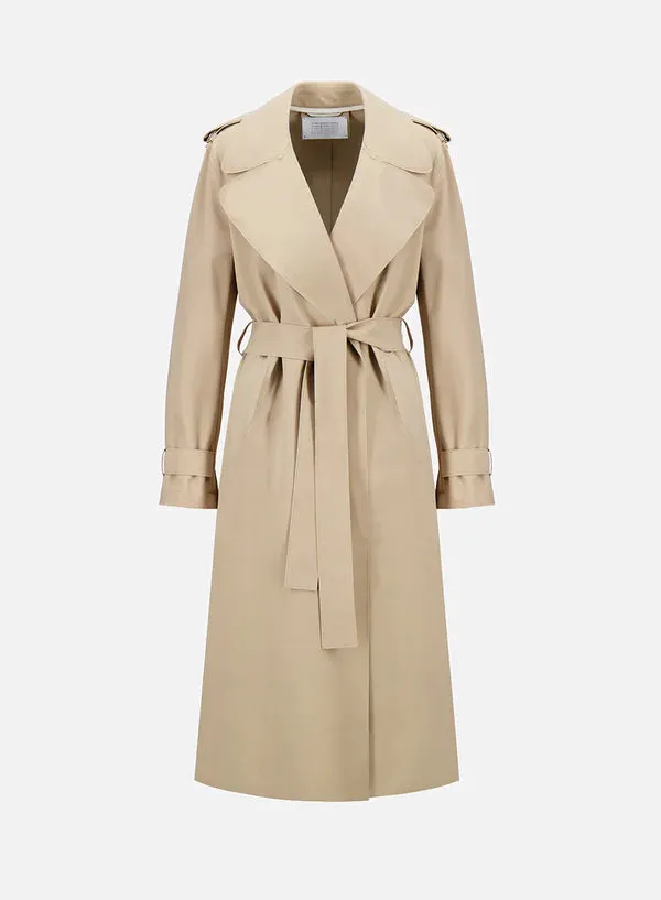 Harris Wharf Double Vent Trench Coat Scuba in Sand