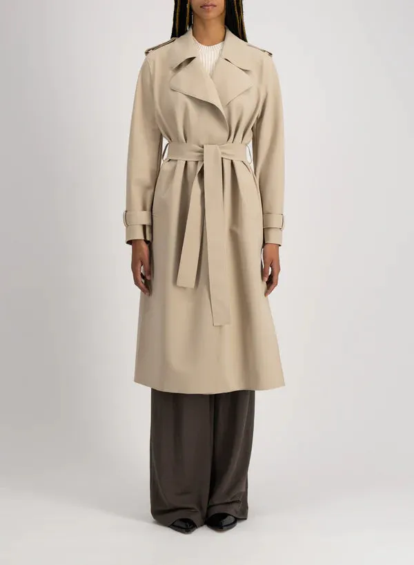 Harris Wharf Double Vent Trench Coat Scuba in Sand