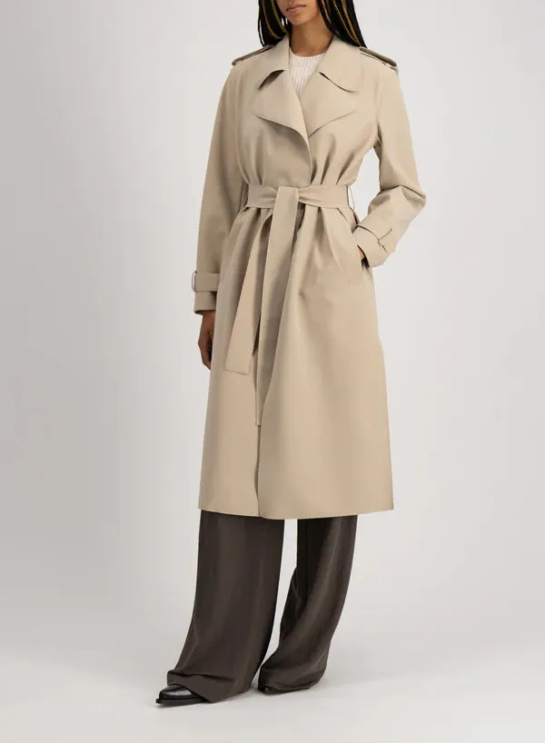 Harris Wharf Double Vent Trench Coat Scuba in Sand