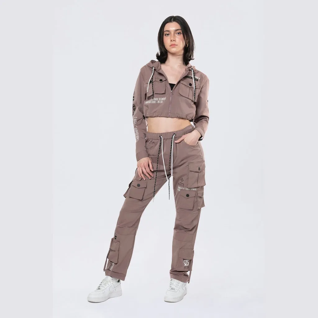 Hooded Utility Full Zip Jacket - Smokey Mauve