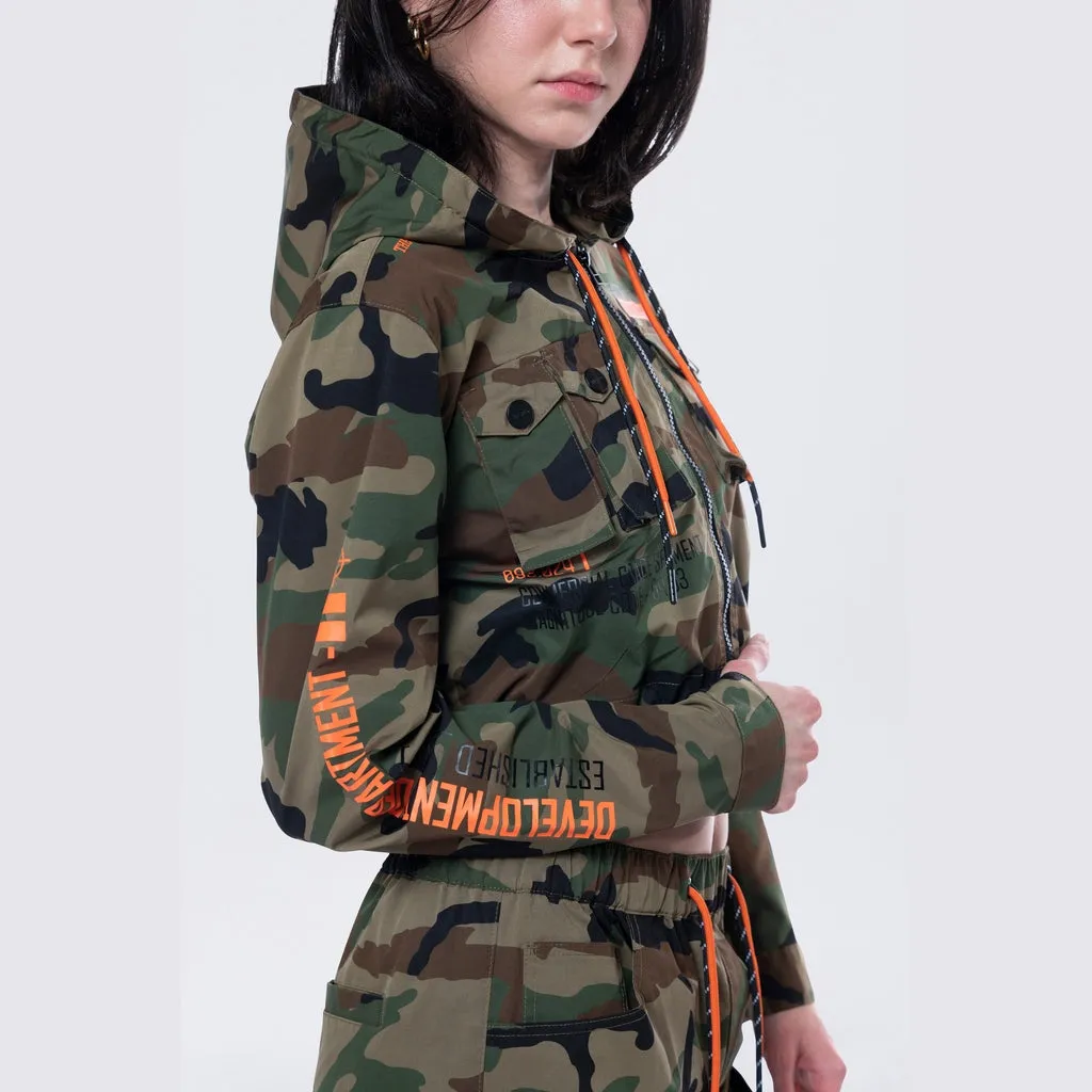 Hooded Utility Full Zip Jacket - Wood Camo