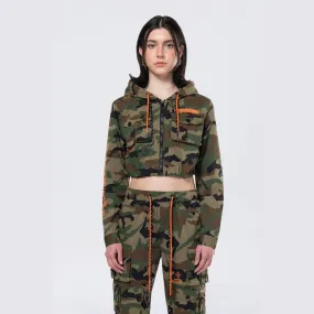 Hooded Utility Full Zip Jacket - Wood Camo