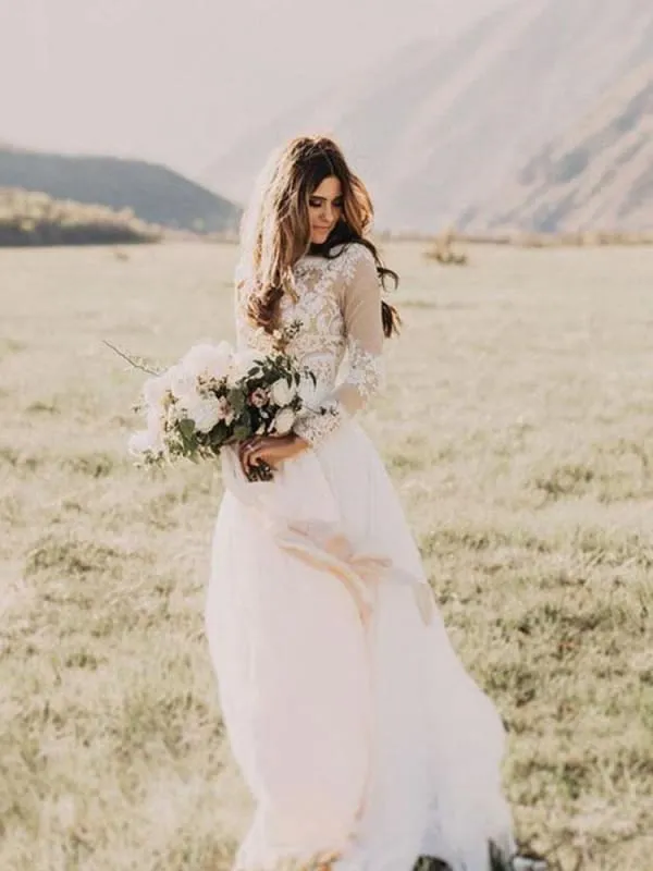 Hot Sale Boho Wedding Dresses with Long Sleeve