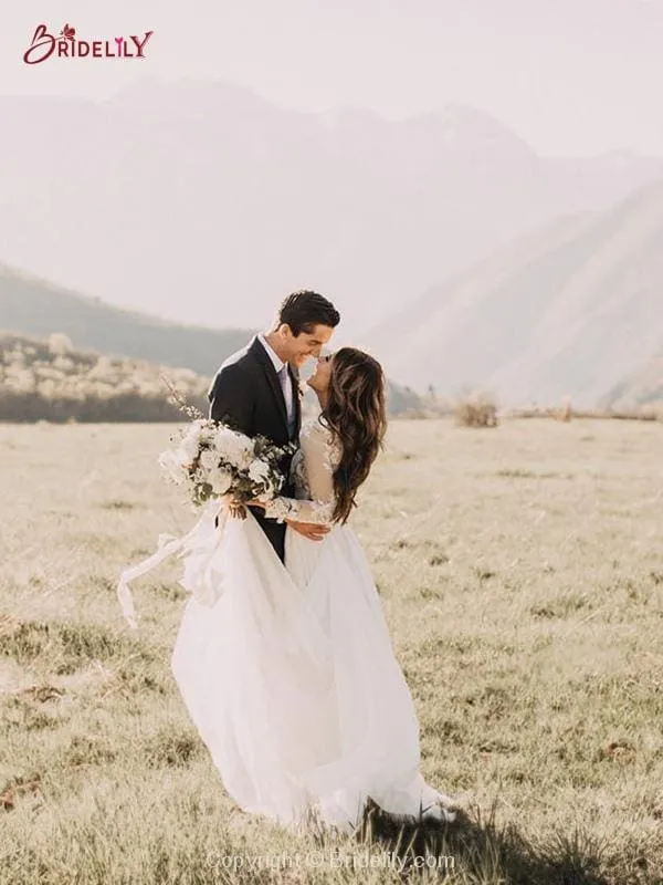 Hot Sale Boho Wedding Dresses with Long Sleeve