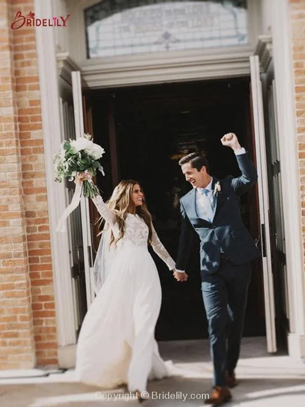Hot Sale Boho Wedding Dresses with Long Sleeve