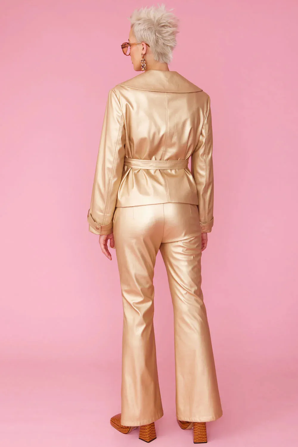 JAYLEY trench metallic maxi jacket  gold