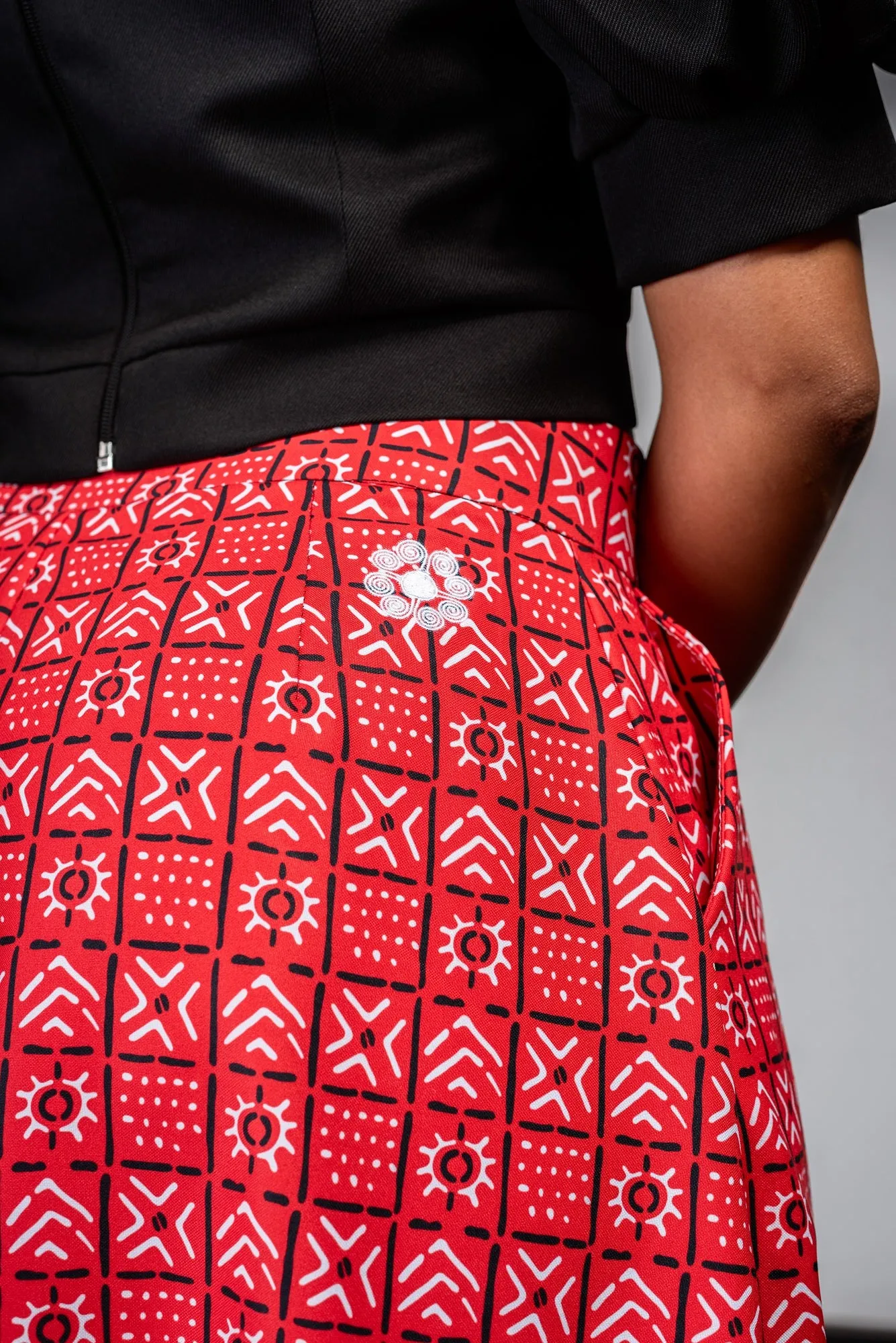 Ladies - Bogolan Flare Palazzo Pants (RED)