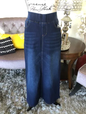 Ladies Dark Indigo Washed Denim Skirt “Charlotte”