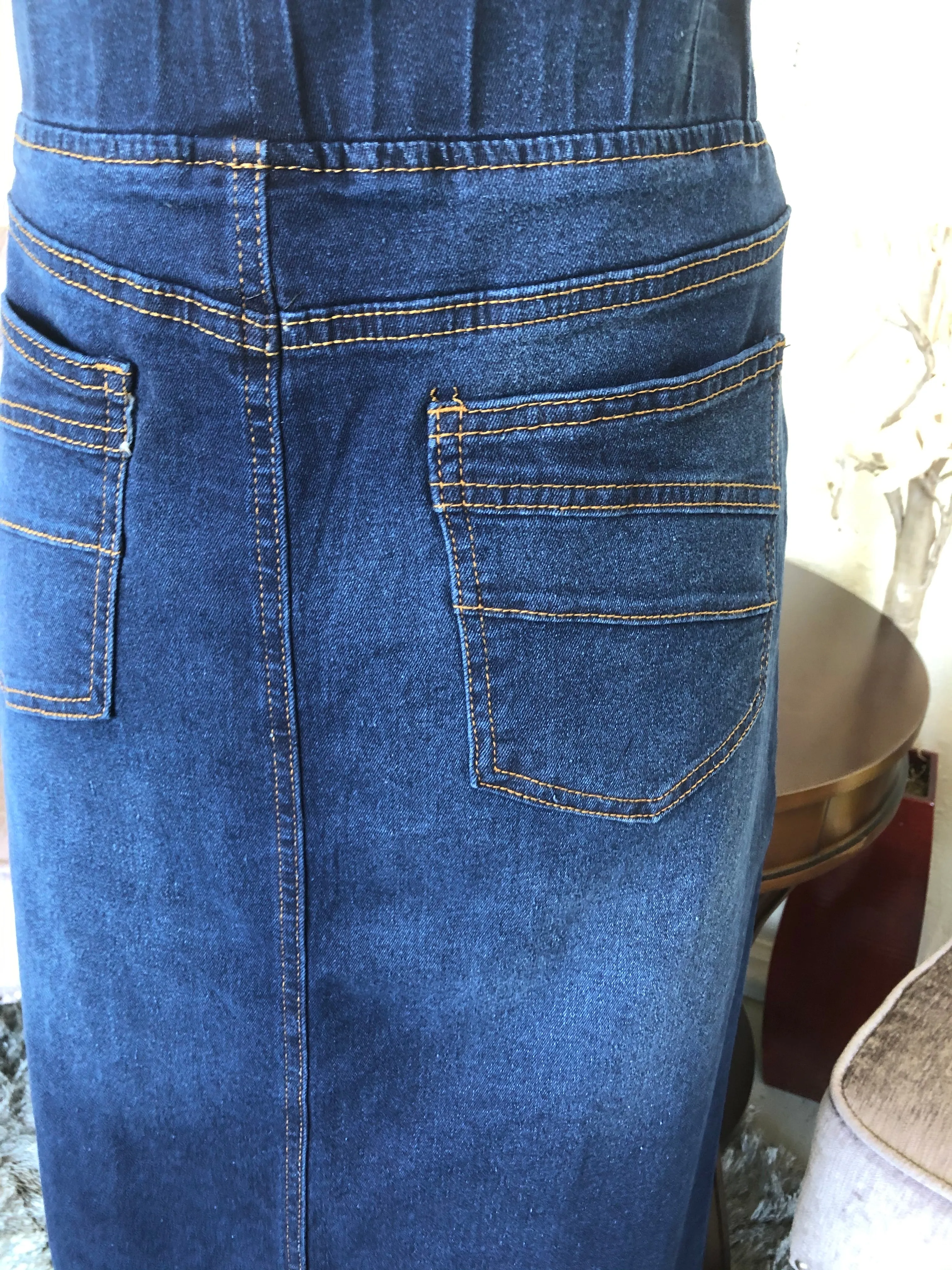 Ladies Dark Indigo Washed Denim Skirt “Charlotte”