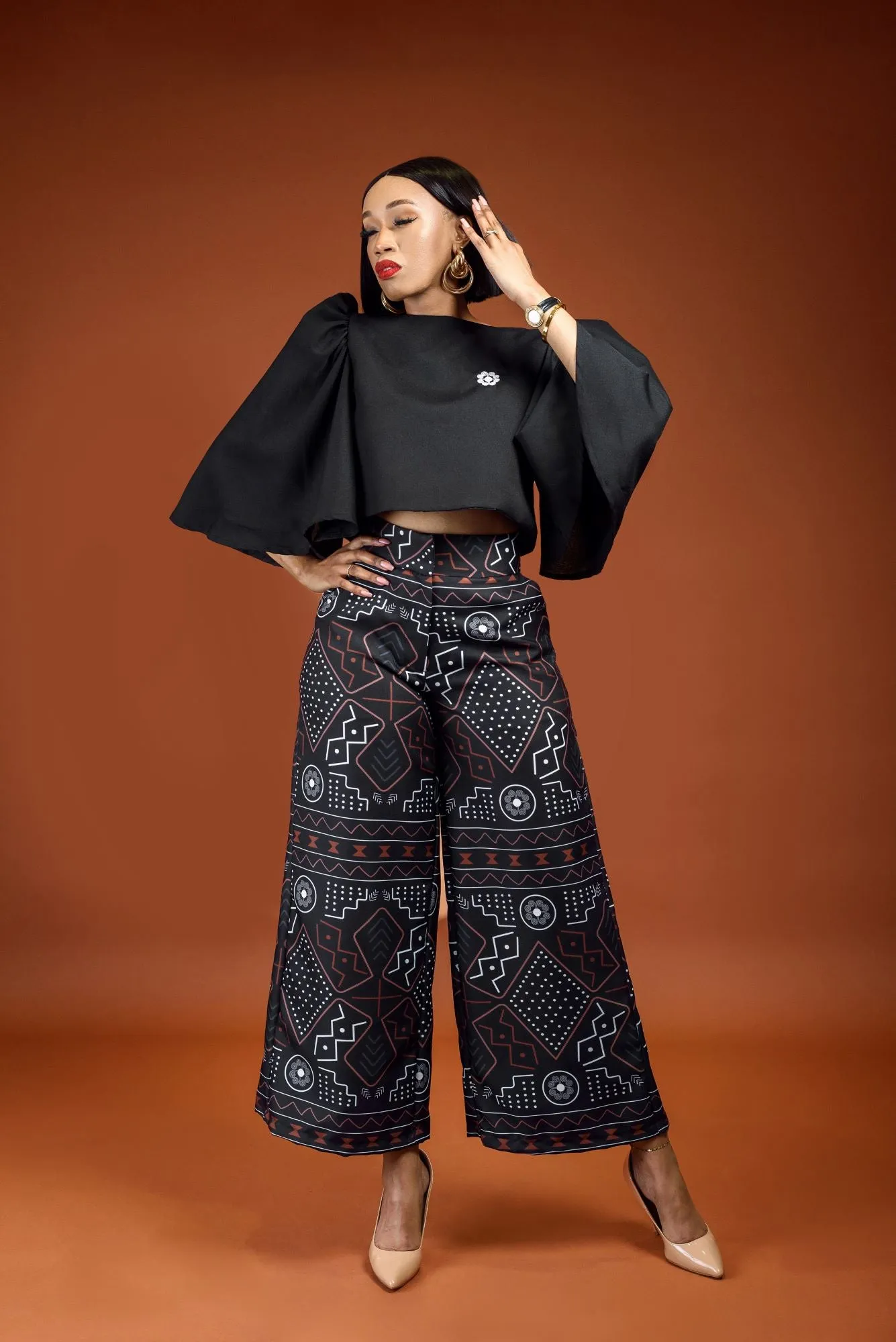 Ladies-Mudcloth Palazzo Pants