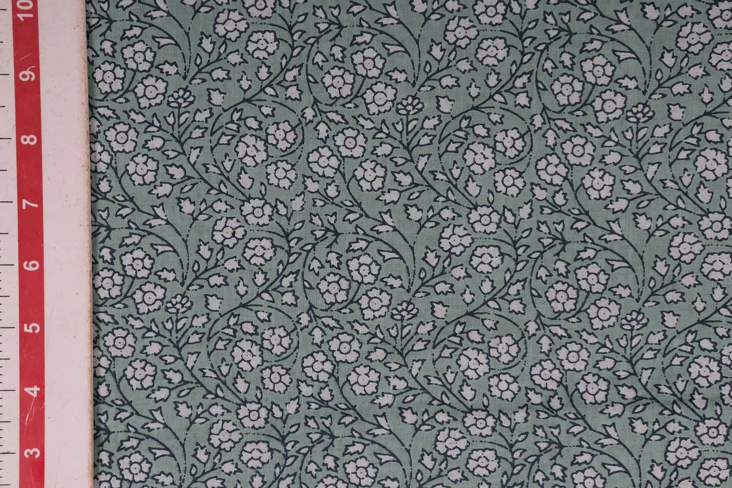 Light Green Printed Cotton Cambric Fabric