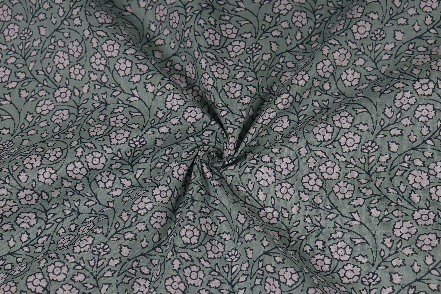 Light Green Printed Cotton Cambric Fabric