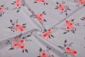 Light Grey Printed Cotton Lawn Fabric