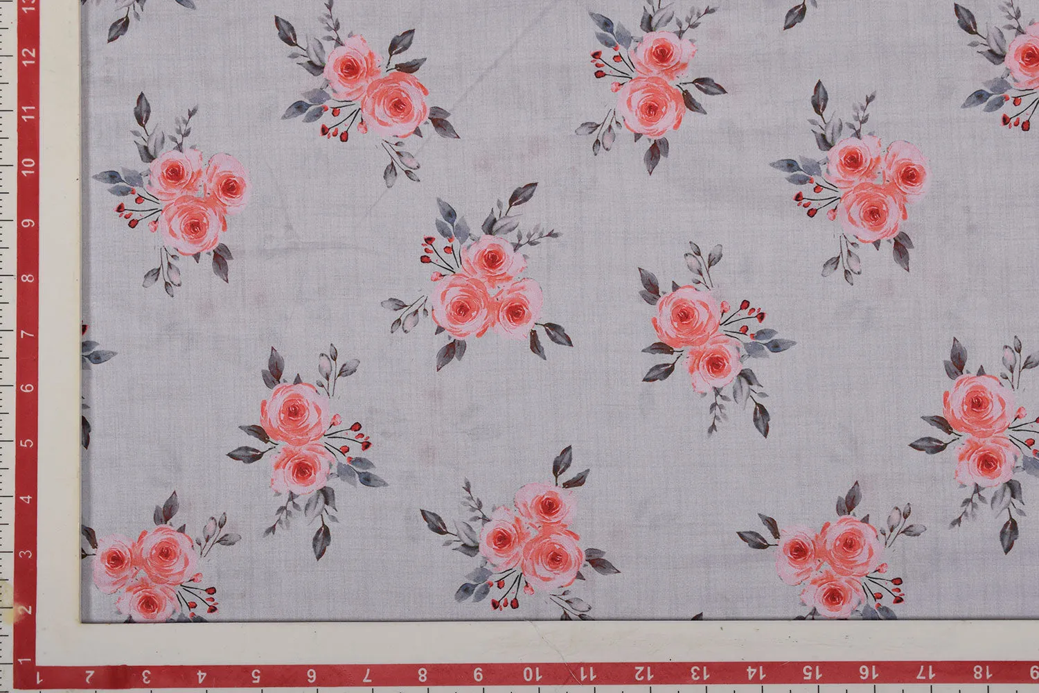 Light Grey Printed Cotton Lawn Fabric