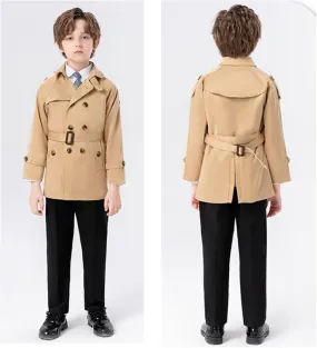 Little Boy's Trench Coat with Waist Tie   S853842