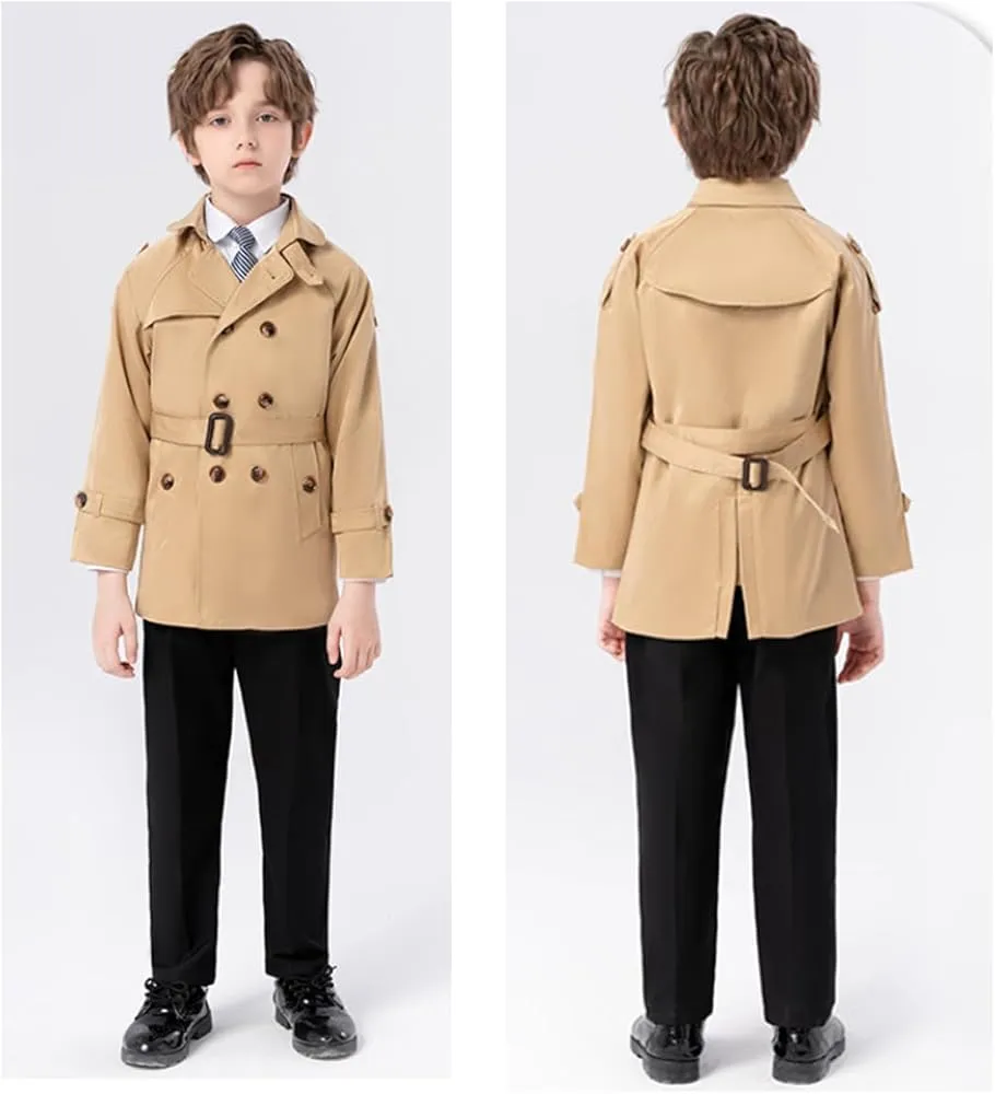 Little Boy's Trench Coat with Waist Tie   S853842