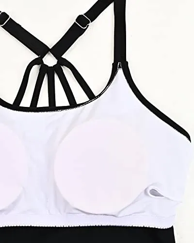 Loose Ruched Tankini Top With Tie Side Drawstrings Tank Tops Women-Yellow