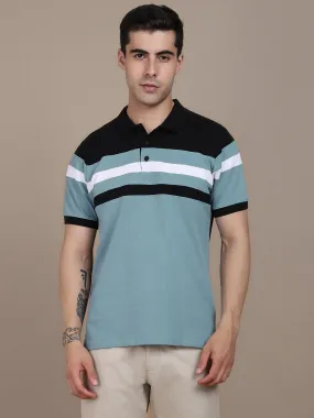 Men's Colorblock Polo Collar T-shirt