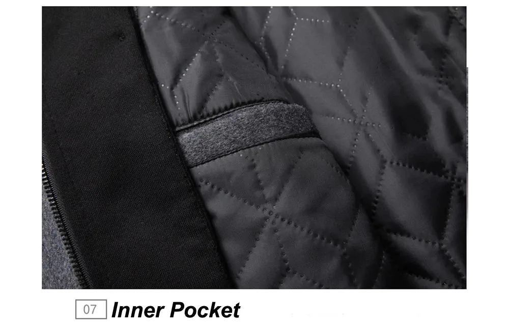 Men's Hooded Wool Scarf Collar Cotton Trench Coat