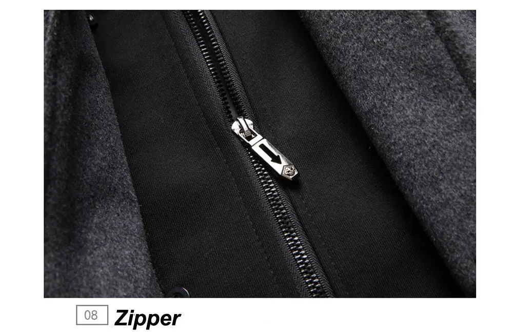 Men's Hooded Wool Scarf Collar Cotton Trench Coat