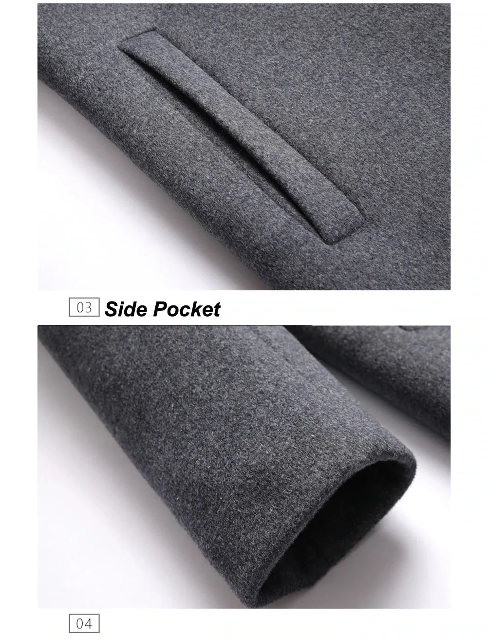 Men's Hooded Wool Scarf Collar Cotton Trench Coat