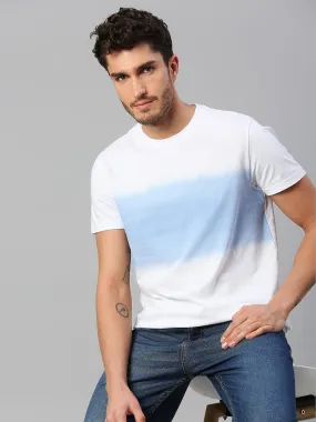 Men's Pure Cotton Tie & Dye Half Sleeves Casual T-Shirt (White)