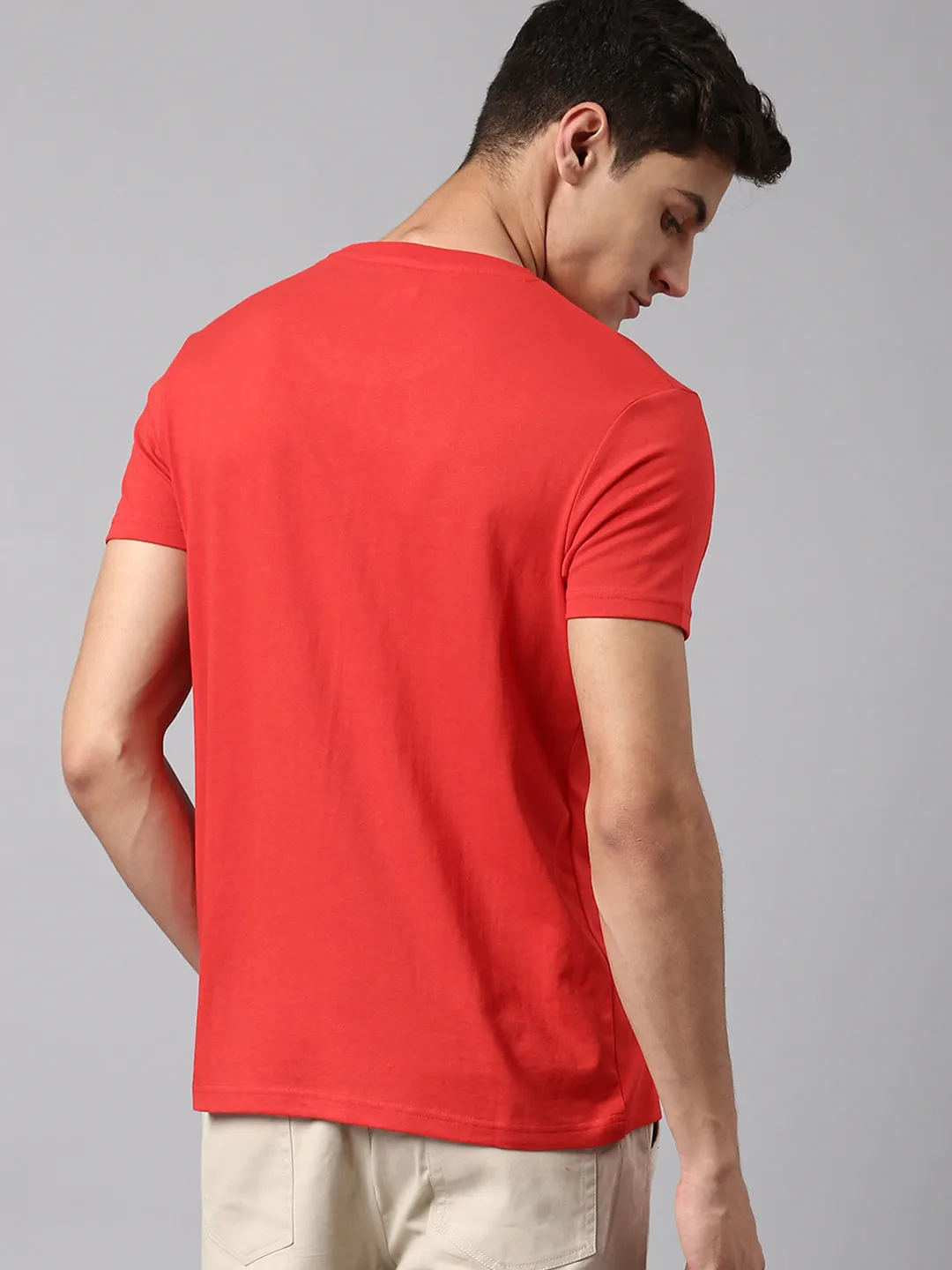 Men's Red Solid T-shirt