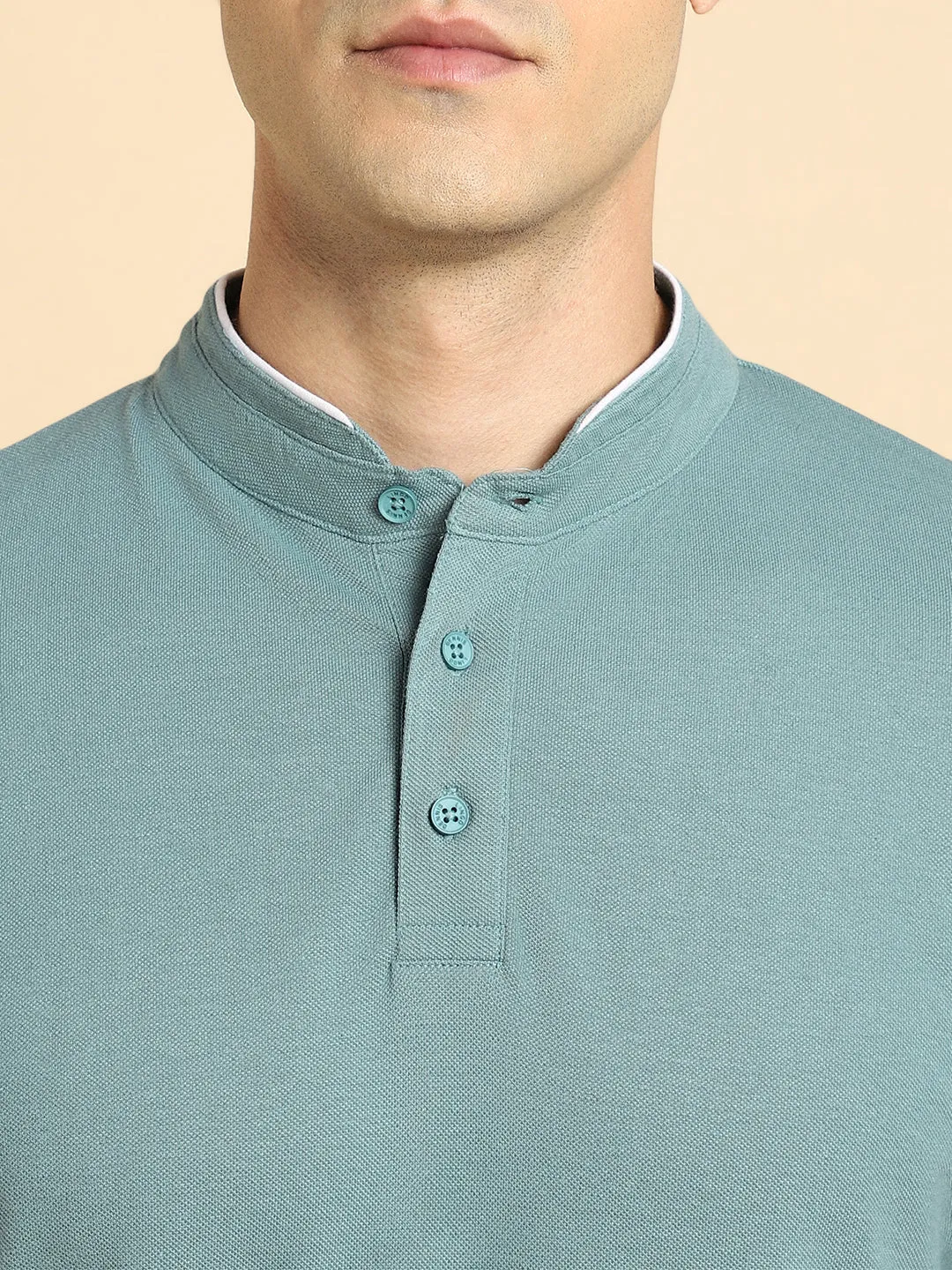 Men's Sea Green Polo Collar T-shirt