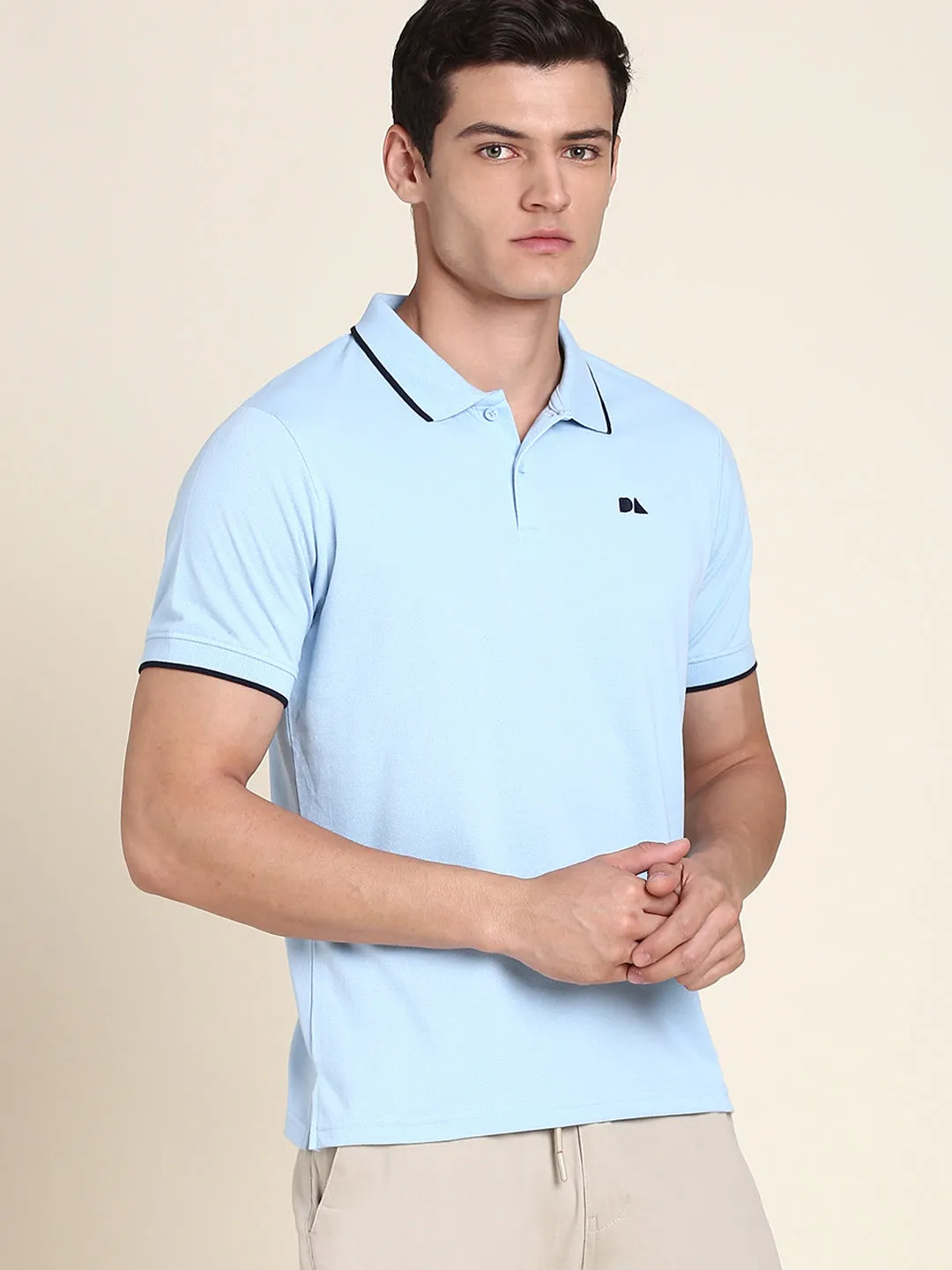 Men's Soft And Stretchy Fabric Blue Casual Polo Tshirt