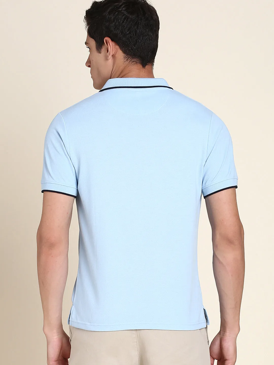 Men's Soft And Stretchy Fabric Blue Casual Polo Tshirt