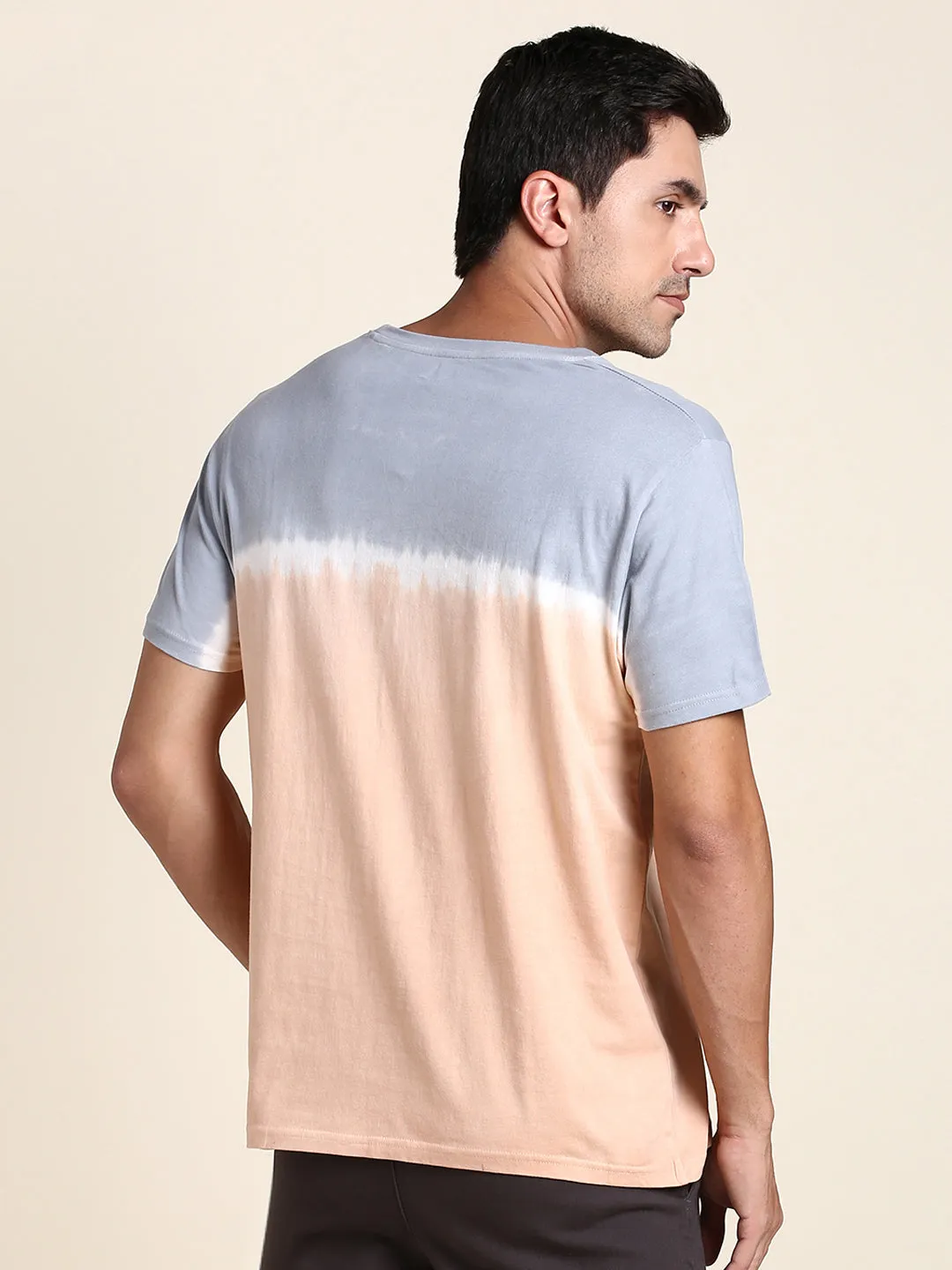 Men's Soft And Stretchy Fabric Tan Casual Crew Neck Tshirt