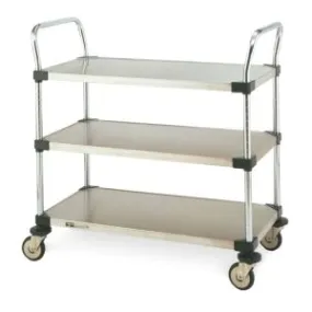 Metro MW208 Utility Cart with 3 Stainless Steel Solid Shelves, 24" x 36"