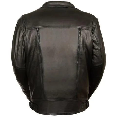 Milwaukee Leather Men's Leather Motorcycle Jacket with Utility Pockets and Gun Pocket