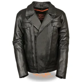 Milwaukee Leather Men's Leather Motorcycle Jacket with Utility Pockets and Gun Pocket