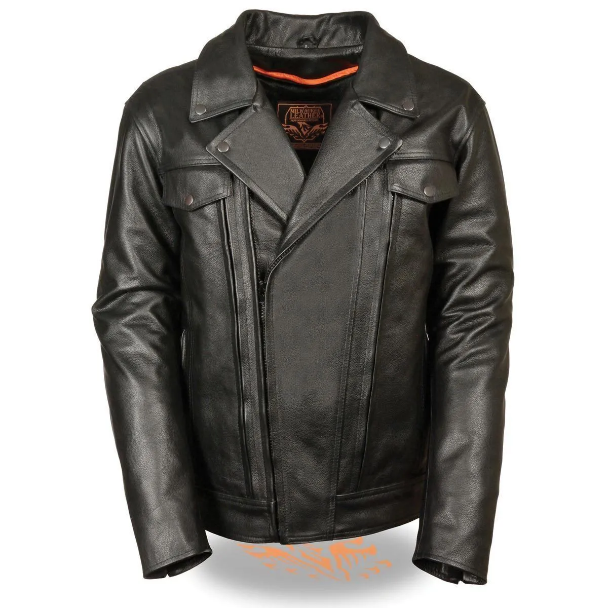 Milwaukee Leather Men's Leather Motorcycle Jacket with Utility Pockets and Gun Pocket
