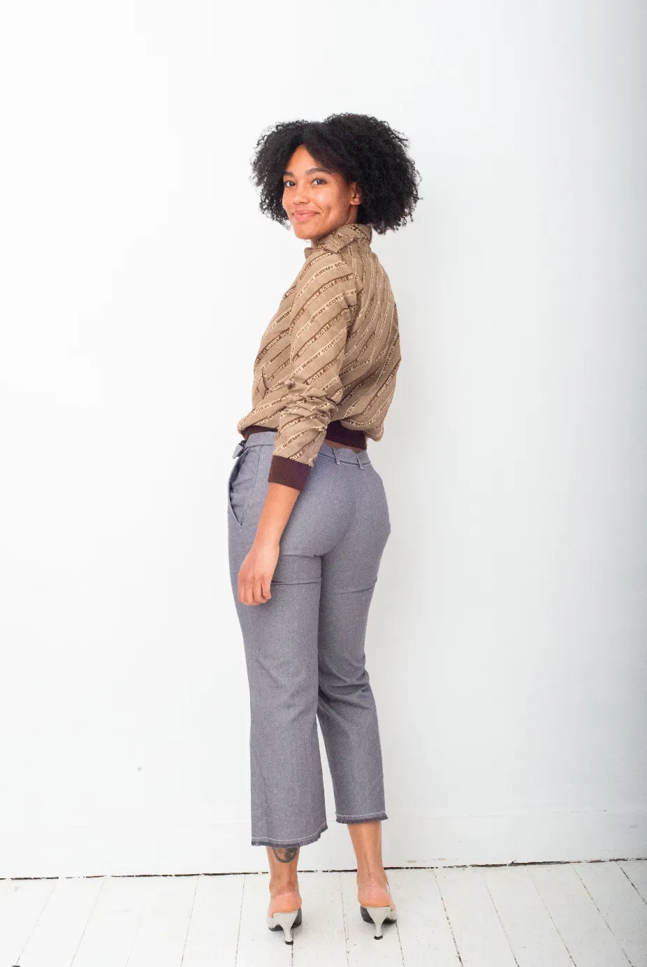 Miu Miu 2000's denim capri pants with raw hems & belt