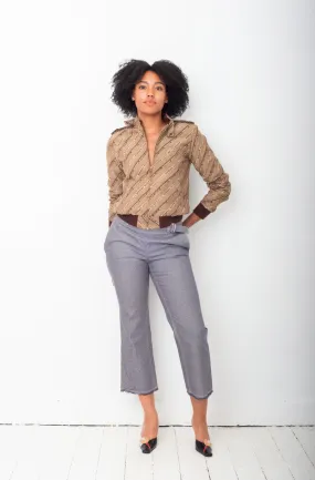 Miu Miu 2000's denim capri pants with raw hems & belt