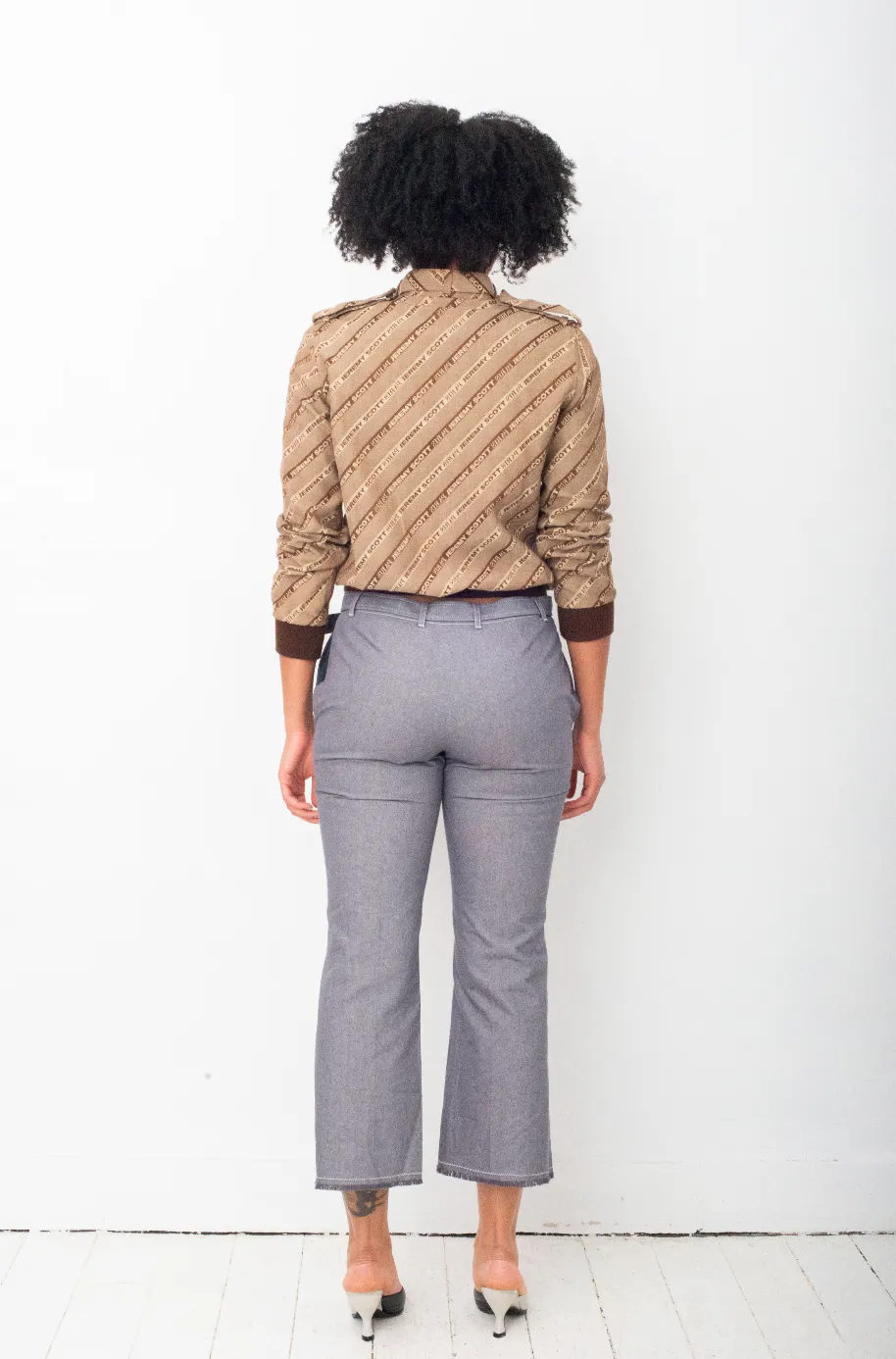 Miu Miu 2000's denim capri pants with raw hems & belt