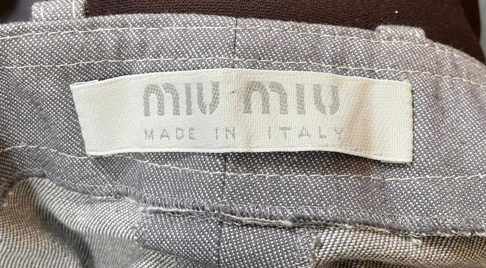 Miu Miu 2000's denim capri pants with raw hems & belt