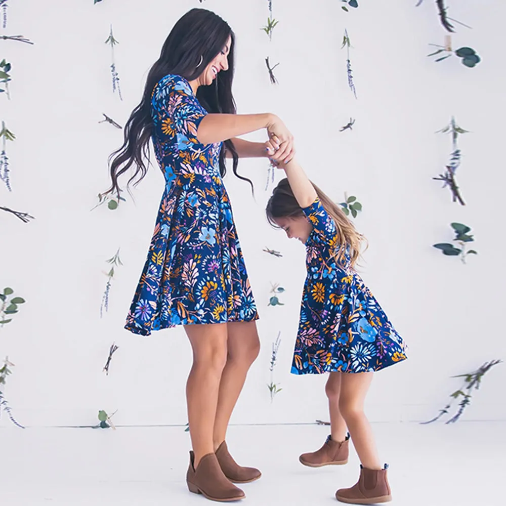 Mommy and Me Dresses Floral Printed Dresses