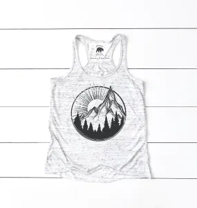 Mountain Day flowy racerback tank tops