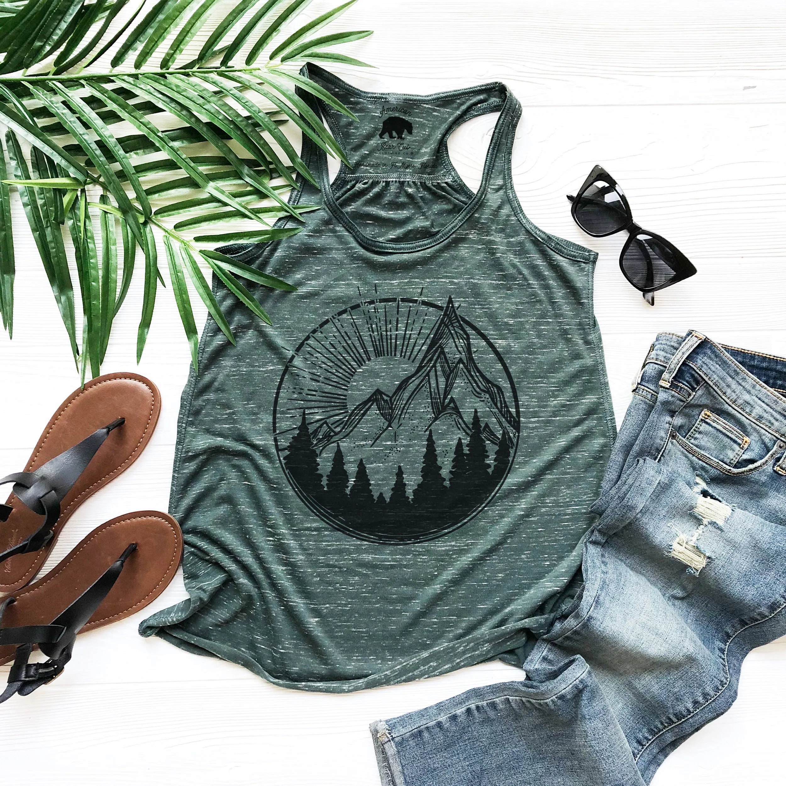 Mountain Day flowy racerback tank tops