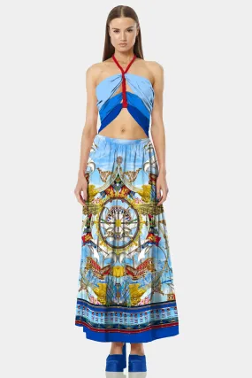 Nautical Flair Party Wear Maxi Dress